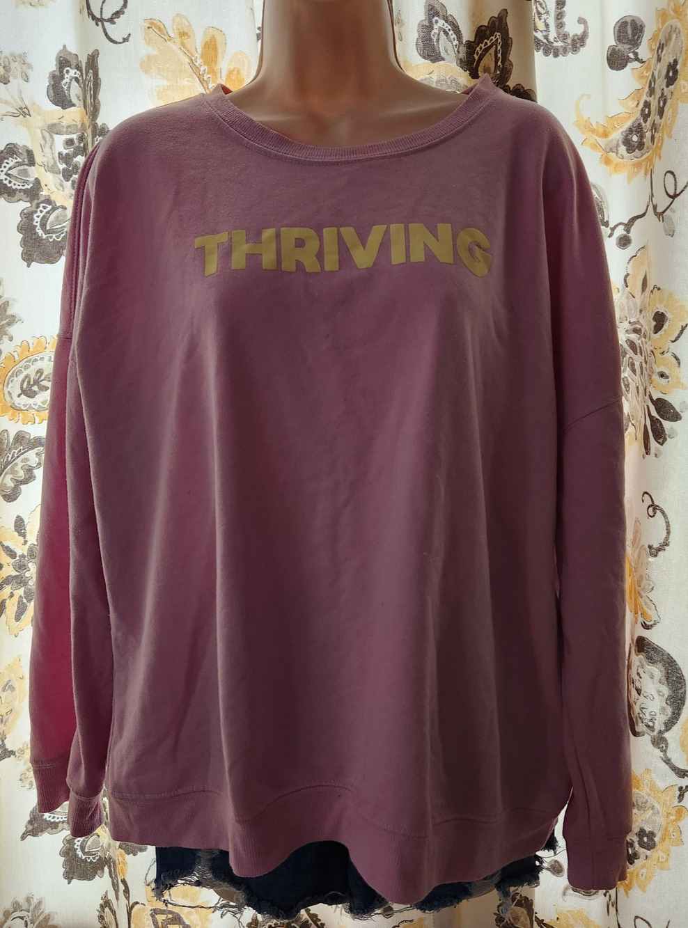 Nine West Sweatshirt Women's Plus 2XL Purple Pullover Crew Neck Street Wear